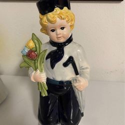 Vintage Delfts Hand Painted Blue and white Dutch Boy and Girl