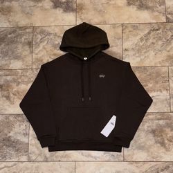 Alo Yoga Accolade Hoodie Espresso Brown NWT Unisex Pullover Sweatshirt Size Medium