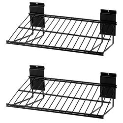 Black Slatted Wall Garage Rack X2 