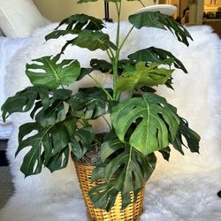 Monstera Faux Plant in basket
