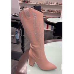 Pink Blush  Rhinestone Cowboy Boots 