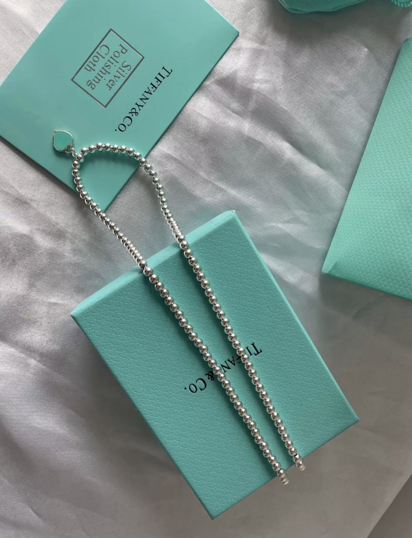 Tiffany & Co Sterling "Return To Tiffany" Blue Mini Double Heart Necklace