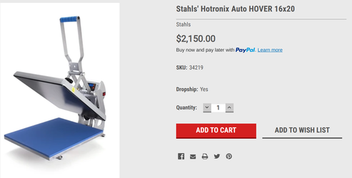 Stalls Hotronix Auto Hover 16×20