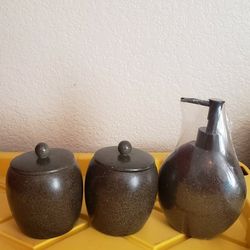 Hand Soap Dispenser & 2 Cotton/Q-tip Container