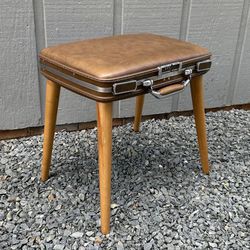 Vintage Mid Century Suitcase Accent Storage Table