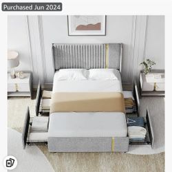 Full Size Bed with Storage Drawers