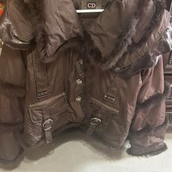 Christian Dior Brown Winter Coat With Fur