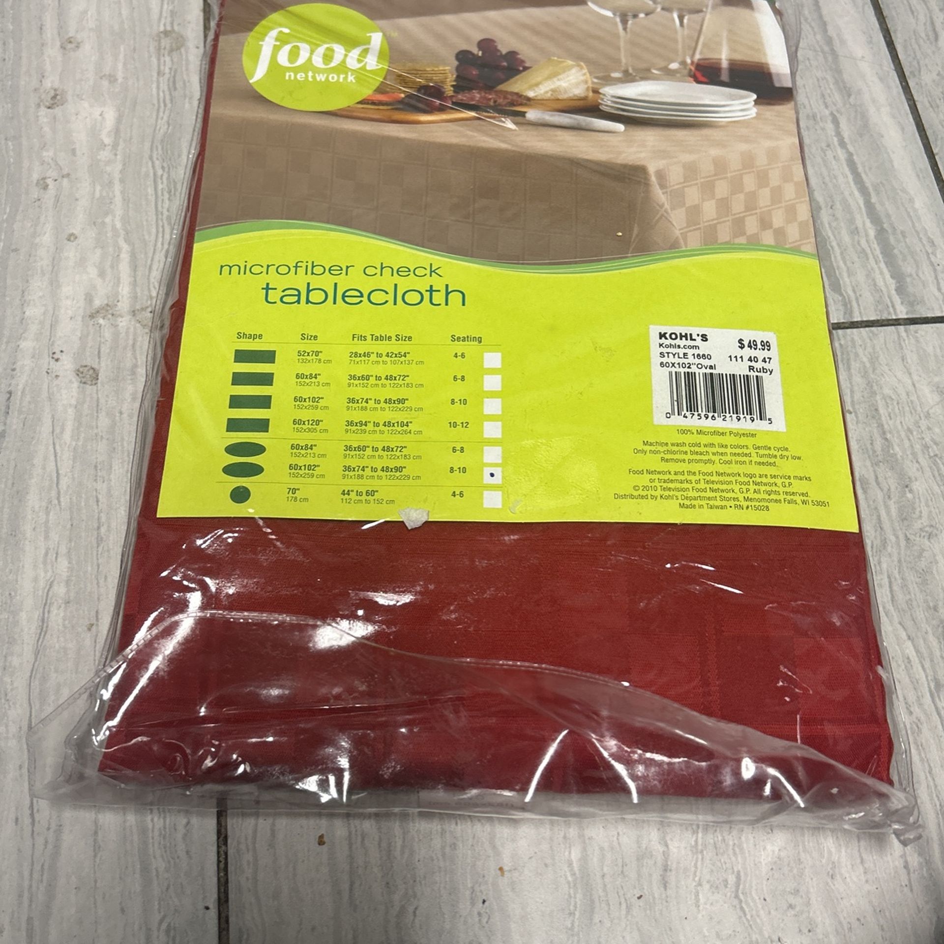 New Tablecloth 60 by 102 is Size
