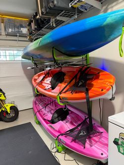 3 kayaks, Kayak Stand & Paddles for sale