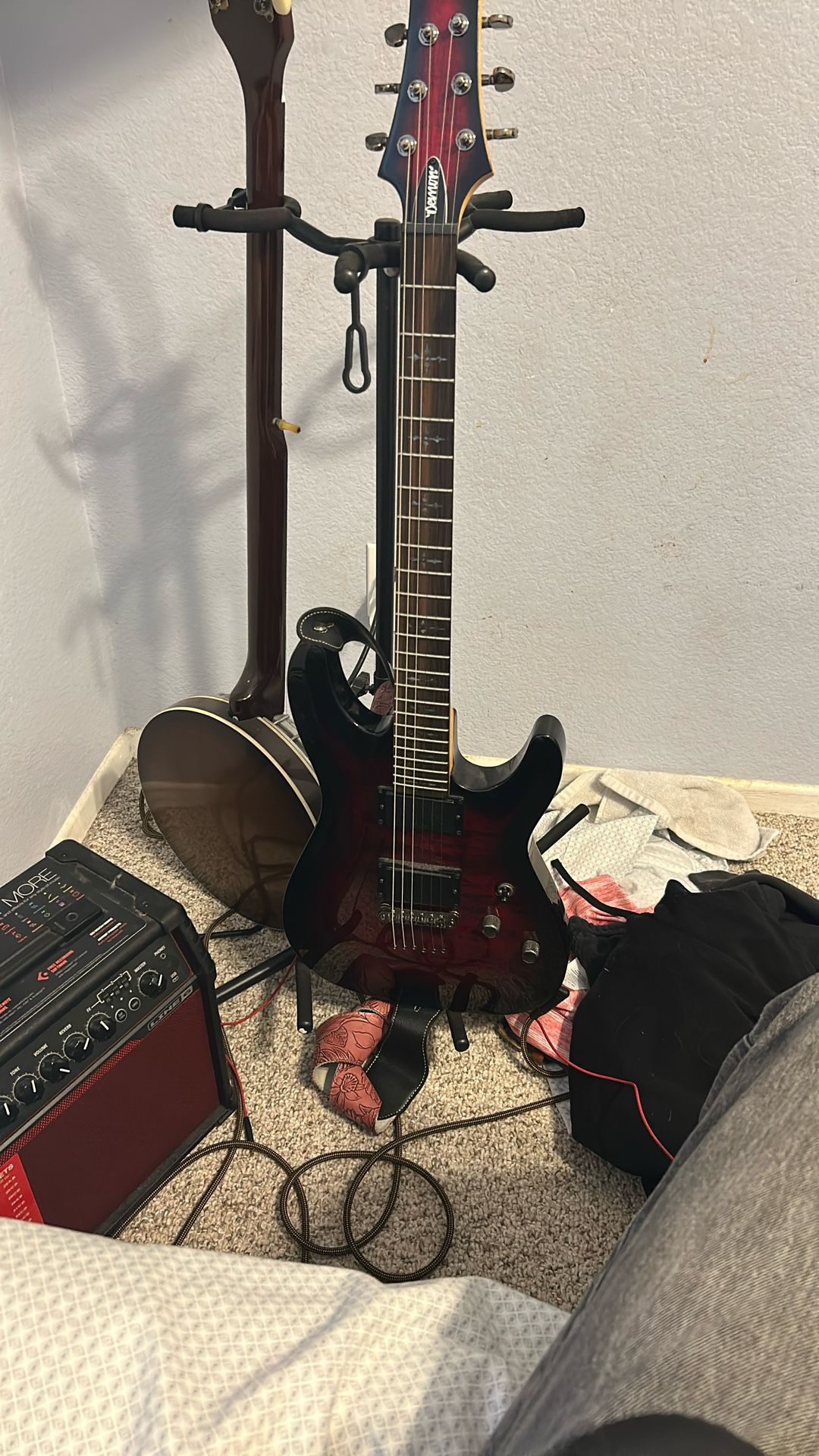 Schecter diamond series electric guitar and SPIDER V 20 20 watt amp
