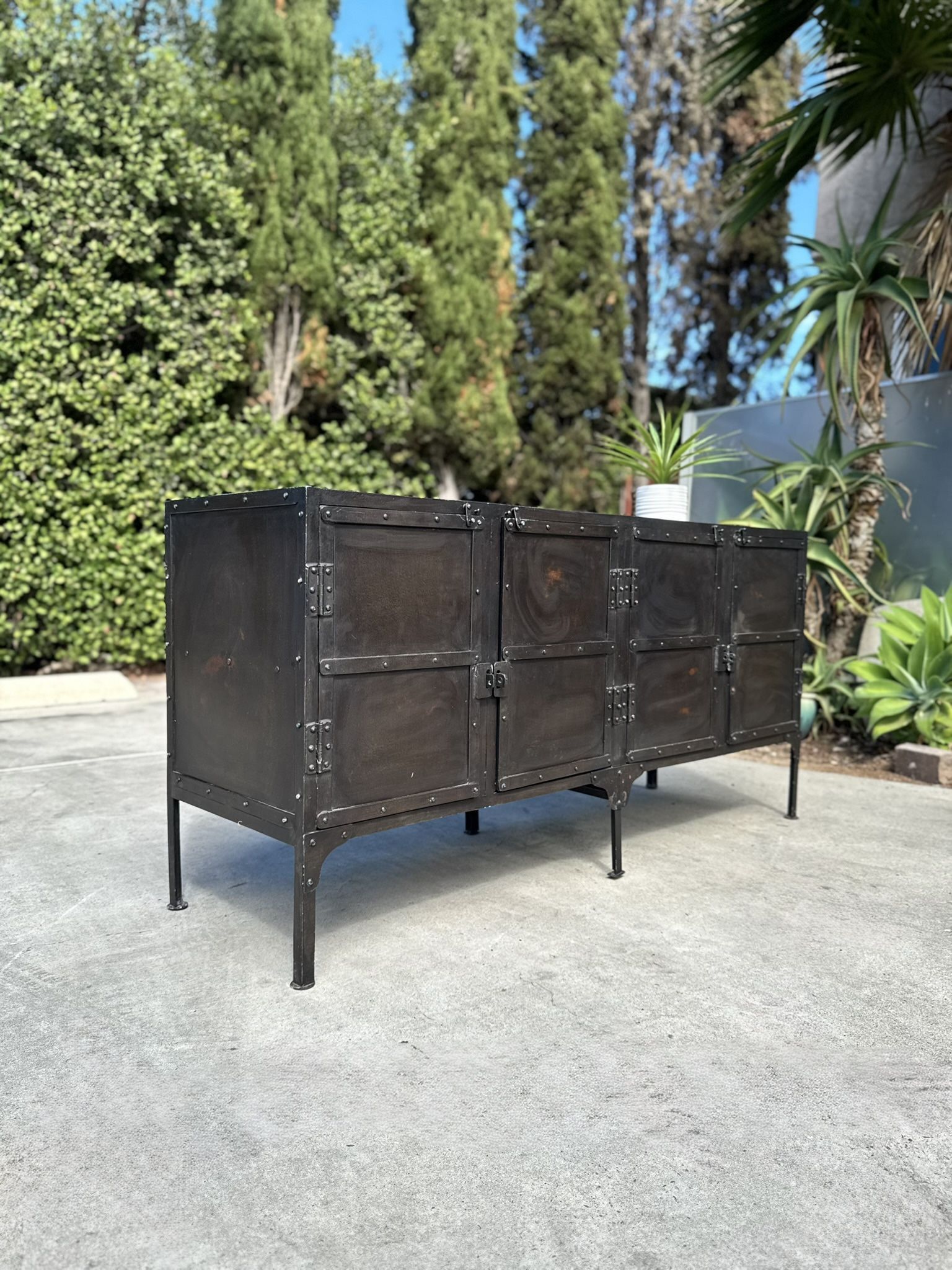 Restoration Hardware Industrial TV Stand Media Center Credenza Shelf Credenza Sideboard Cabinet 