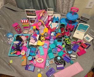 HUGE Barbie Accessories & Playset Lot - Cars, Furniture, Kitchen & More!