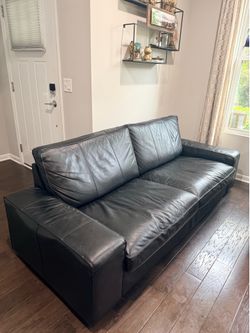 Black leather sofa