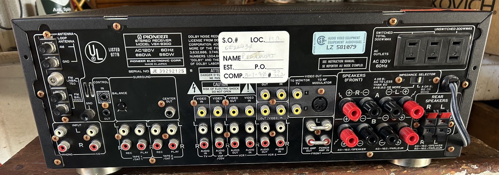 Pioneer VSX-9300 Receiver for Sale in San Diego, CA - OfferUp