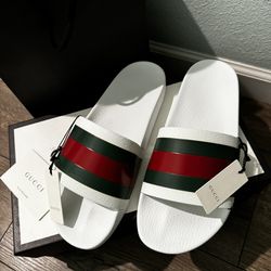 Signature Stripe Slide Sandals  Gucci  