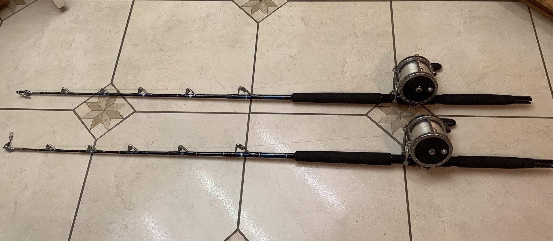 Pair of Penn senator 9/0 & 50-130lb trolling fishing rods