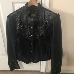 Vintage  Fringed Leather Jacket ( Ladies)