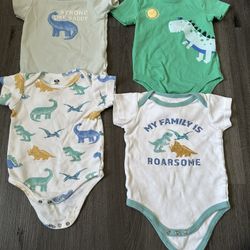 baby boy 4 piece dinosaur onesies 6-9 months 
