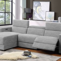 Like new lightly used sectional/recliner grey sofa