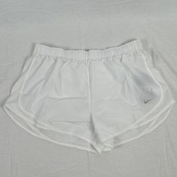 Nike Womens Dri Fit Running Shorts White Standard Fit 4 Inch XL New