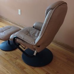 Scandinavian Leather Chair And Ottoman Very Comfortable