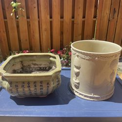Plant Pots Outdoor Ceramic $15 For Both  