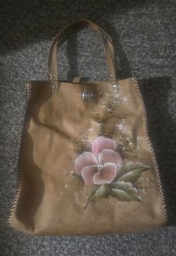 Brazilian leather floral tote