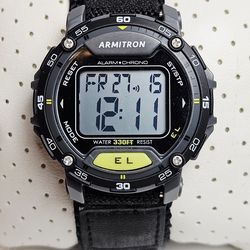 Armitron Sport 40/8291BLK Grey Accented Digital Chronograph Black Nylon V26