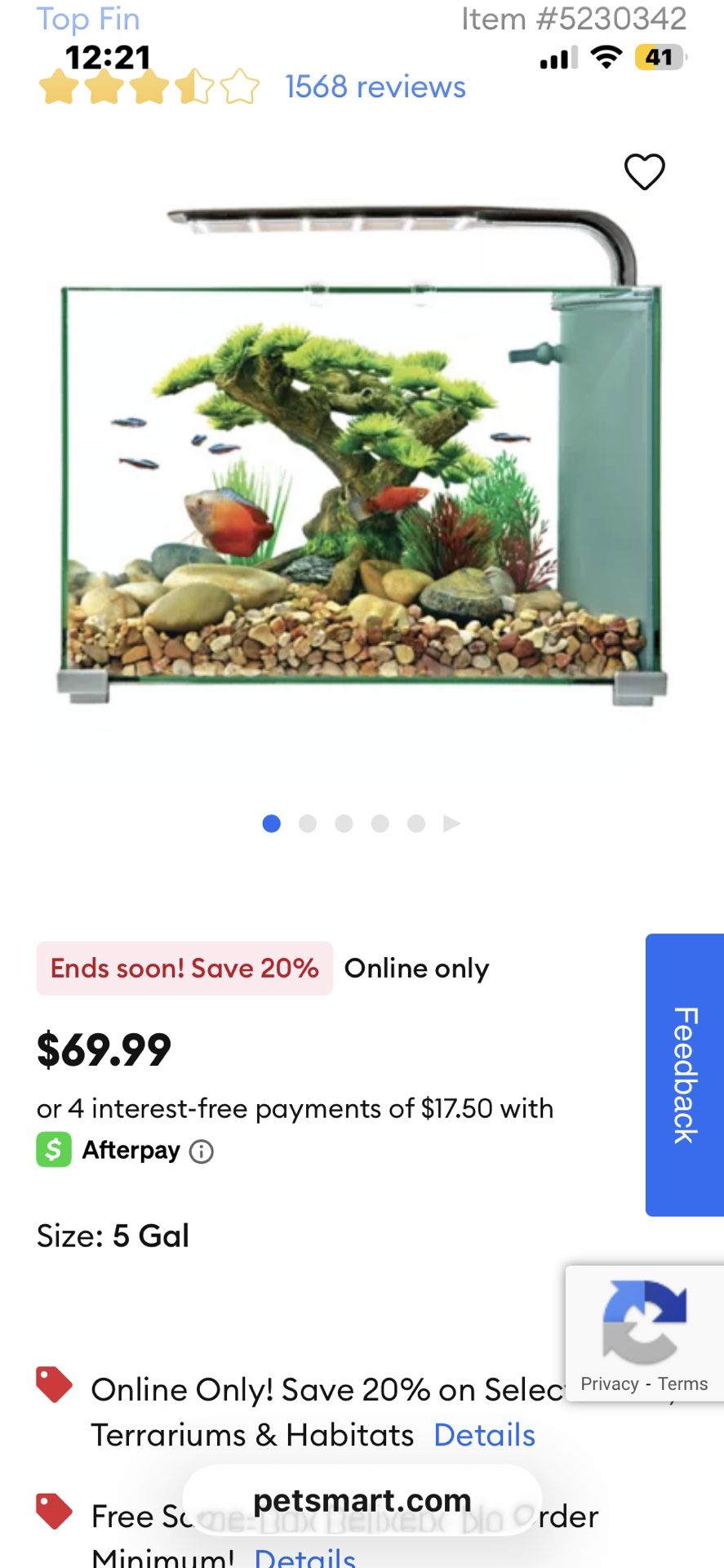 Top Fin 5 Gal Fish/shrimp Tank