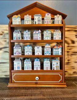 1989 Lenox Spice Village Complete Set with Original Rack 24 Jars.