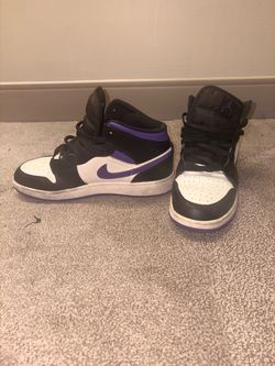 Air Jordan 1 Mid Black White Purple Sneakers
