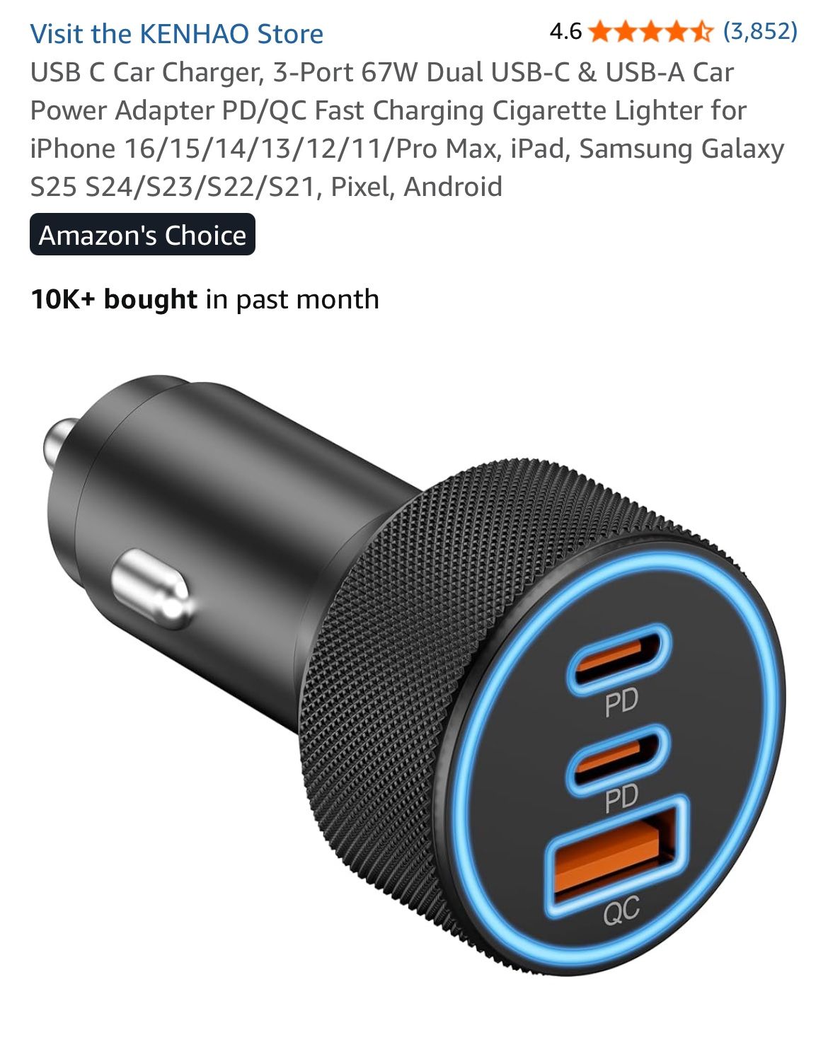 USB C Car Charger,