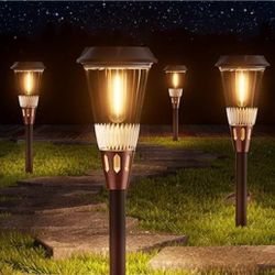 8 Pack Bright Solar Lights Outdoor 2-in-1 Warm & Cold Light IP65 Waterproof 3000K/6500K Solar Pathway Lights Outside Powered Landscape Lighting