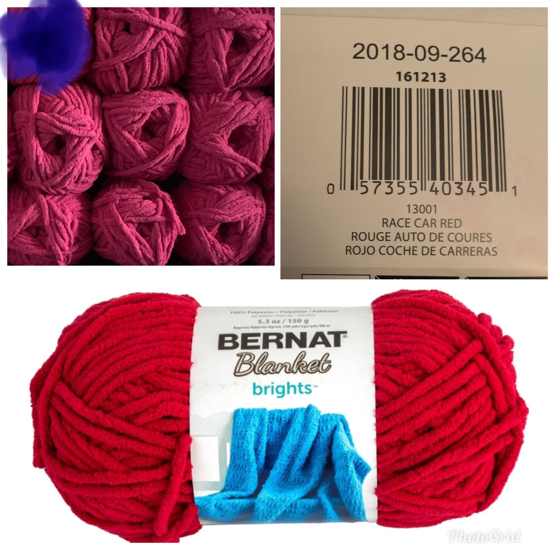 8 skeins of Bernat Blanket Brights yarn in Race Car Red. 5.3 oz. Knit, crochet or crafts.