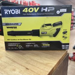 40V HP Brushless Whisper Series 155 MPH 600 CFM Cordless Battery Leaf Blower with 4.0 Ah Battery and Charger