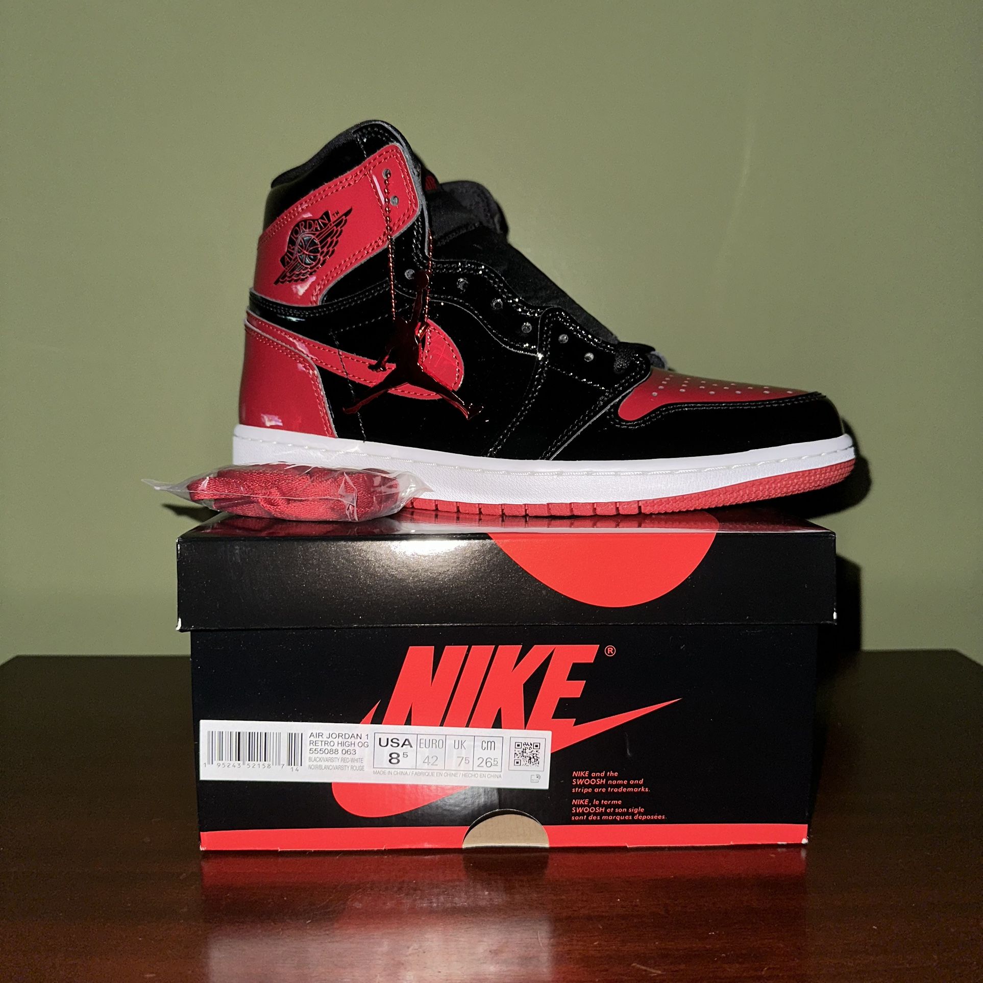 Nike Air Jordan Patent Red 1’s  Size 8.5 