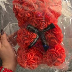 1pc Rose Bear Artificial Foam Flowers Bear Made Of Roses For Valentines Day, Mothers Day, Anniversary, Wedding Gifts 6.69*9.05in
