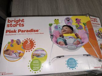 Bright Starts Pink Paradise Portable Baby Bouncer