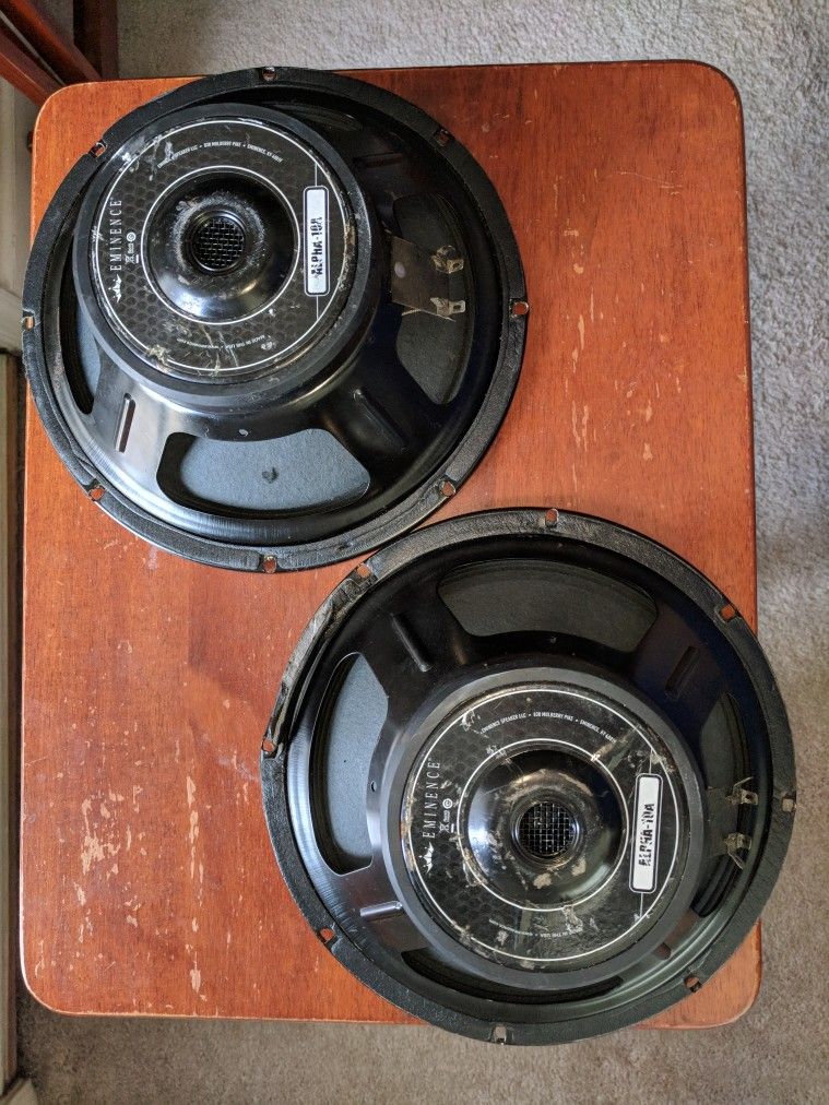 Pair of 10" inch Eminence Alpha 10A mid-range woofers