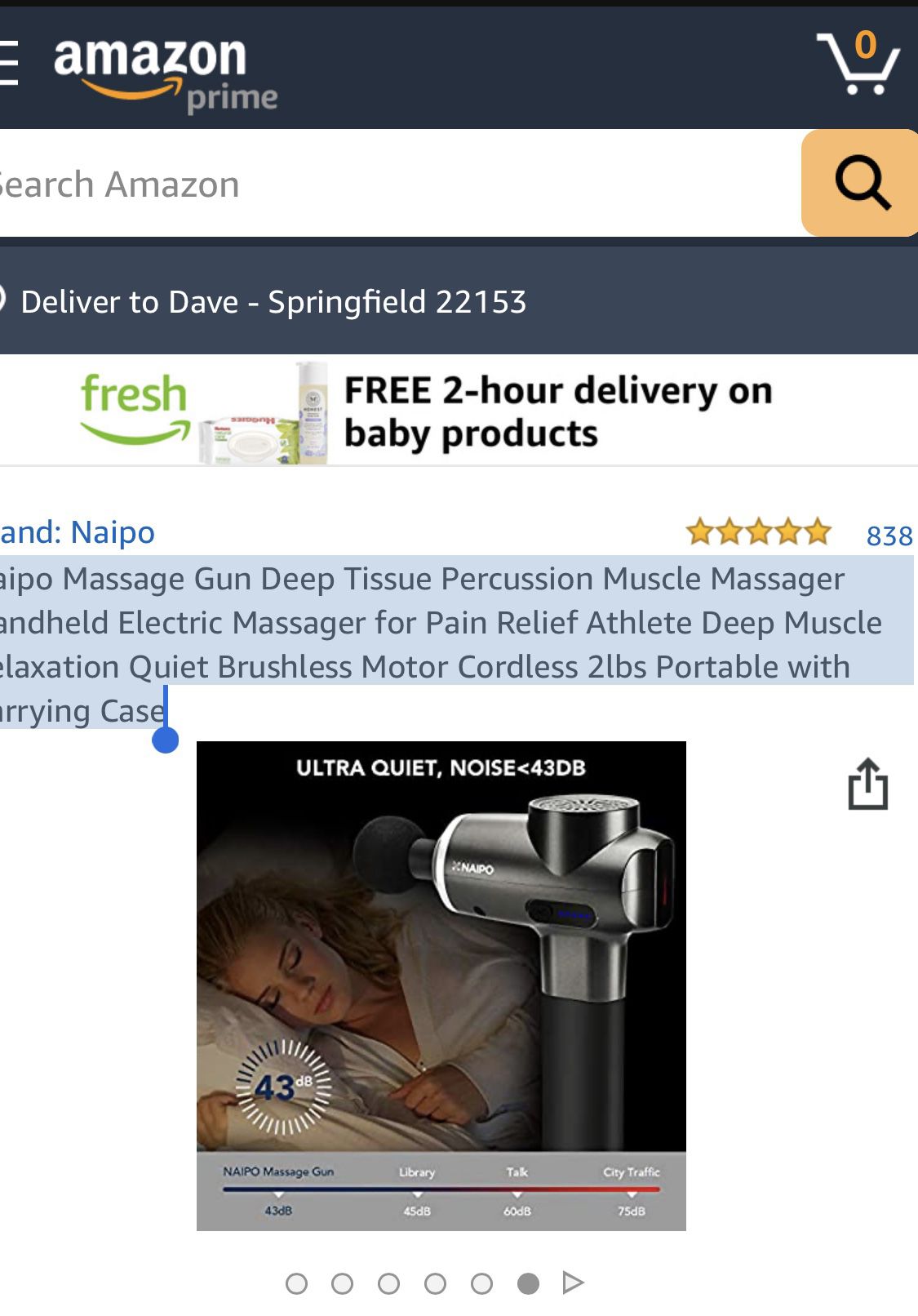 Naipo Massage Gun Deep Tissue Percussion Muscle Massager Handheld Electric Massager for Pain Relief Athlete Deep Muscle Relaxation Quiet Brushless Mo