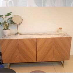 Faux Marble Top Mid Century Modern TV Stand for TVs up to 65“