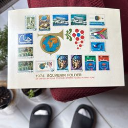 1974 Souvenir Folder Of United Nations Postage Stamps Issued In New York 