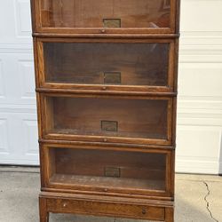 Vintage 1920s Lawyer Solid Wood Barrister Bookcase Shelves 34x12x63h Antique