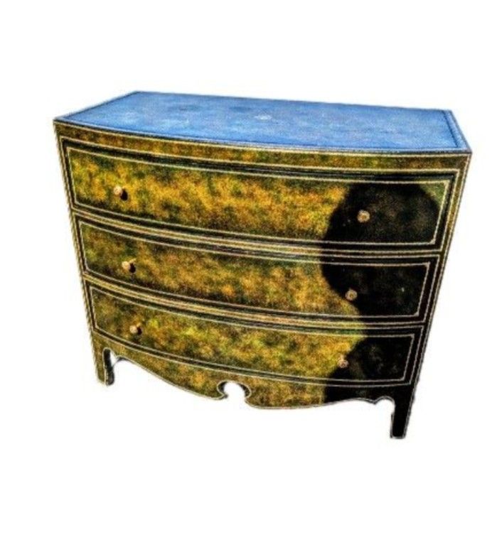 Antique Leather Wrapped 3 Drawer Chest Cabinet