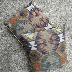 Beautiful Kilim Rug Throw Pillows, Great Southwest Feel