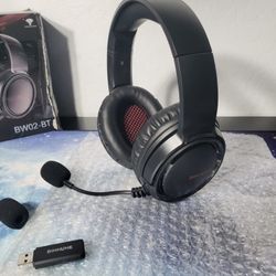New BINNUNE 2.4GHz Wireless Gaming Headset W/ Microphone for PS5 PS4 PC, Bluetooth Headphones W/ Microphone for Laptop Computer, 40-Hr Battery
