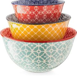 🔥 BRAND NEW.. DOWAN Ceramic Mixing Bowls Set of 3 | Colorful Nesting Bowls | 3.7/2/1 Qt | Microwave Safe