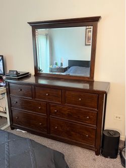 Dresser with mirror solid wood