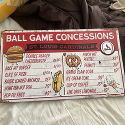 Metal Cardinals Baseball Menu Sign