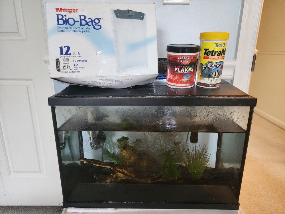 Fish Tank With Pump Filter Fish Food And Bio Bags Decorations And Rocks